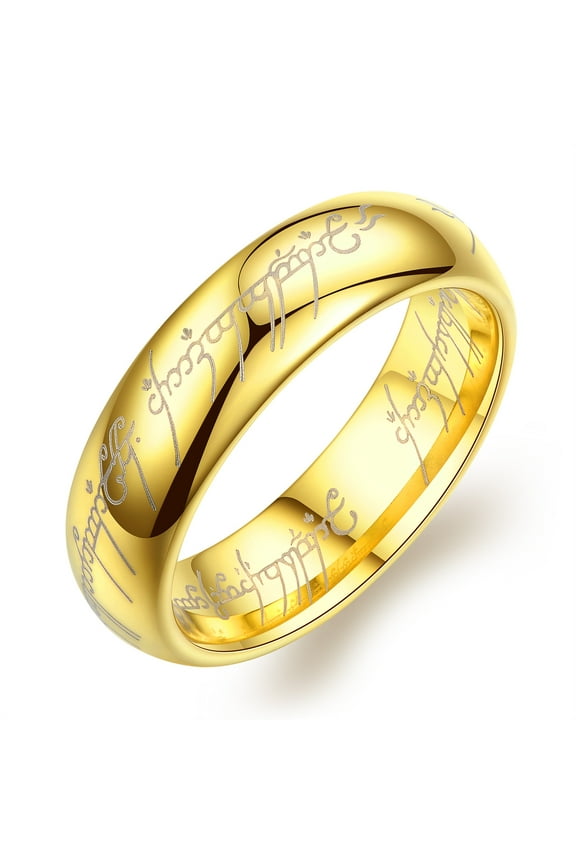 Ginger Lyne Tungsten Wedding Band for Men or Women Lords One Ring of Power Silver 6mm or 4mm