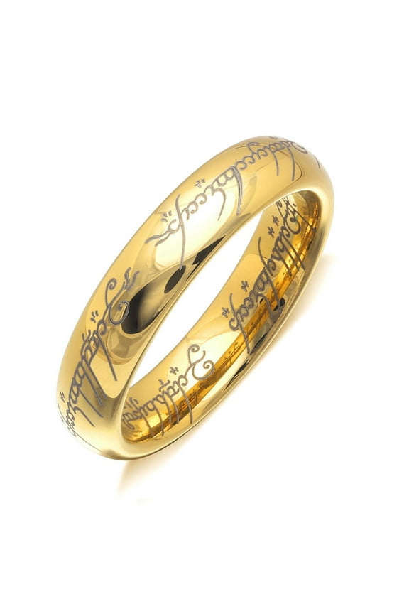 Ginger Lyne Tungsten Wedding Band for Men or Women Lords One Ring of Power Silver 6mm or 4mm