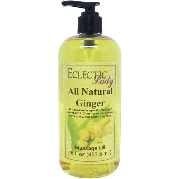 Ginger Massage Oil by Eclectic Lady, 16 oz, Sweet Almond Oil and Jojoba Oil