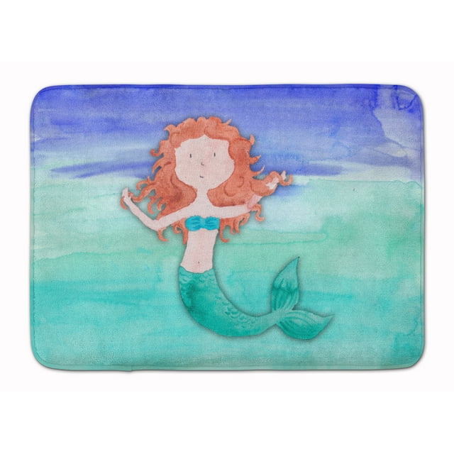 Ginger Mermaid Watercolor Machine Washable Memory Foam Mat