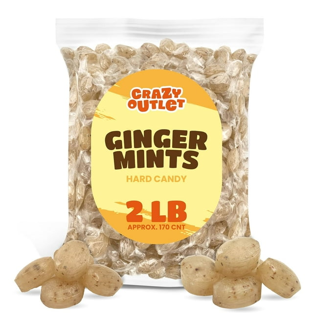 Ginger Mints Hard Candy, OldFashioned Refreshing Treat, Bulk Pack 2