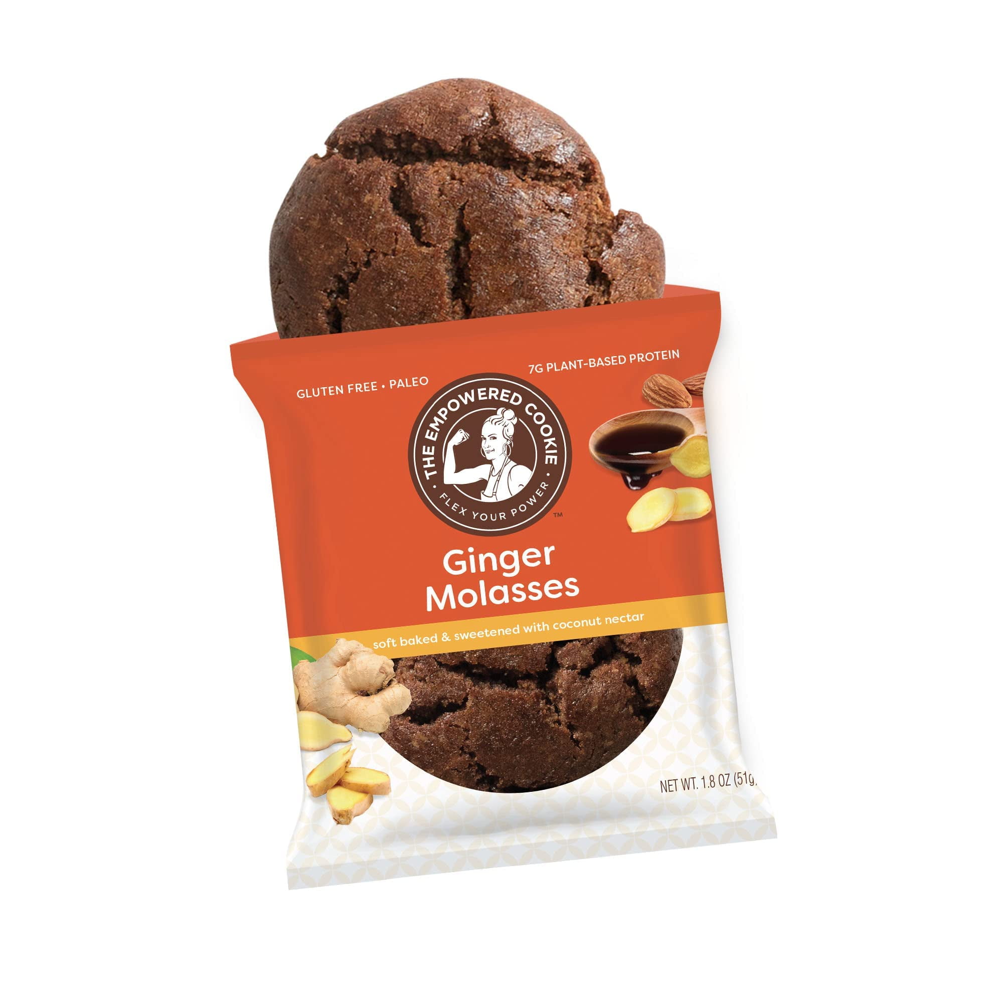 Ginger Molasses, 1.8oz, Pack of 12, Gluten Free Cookie, Keto Friendly