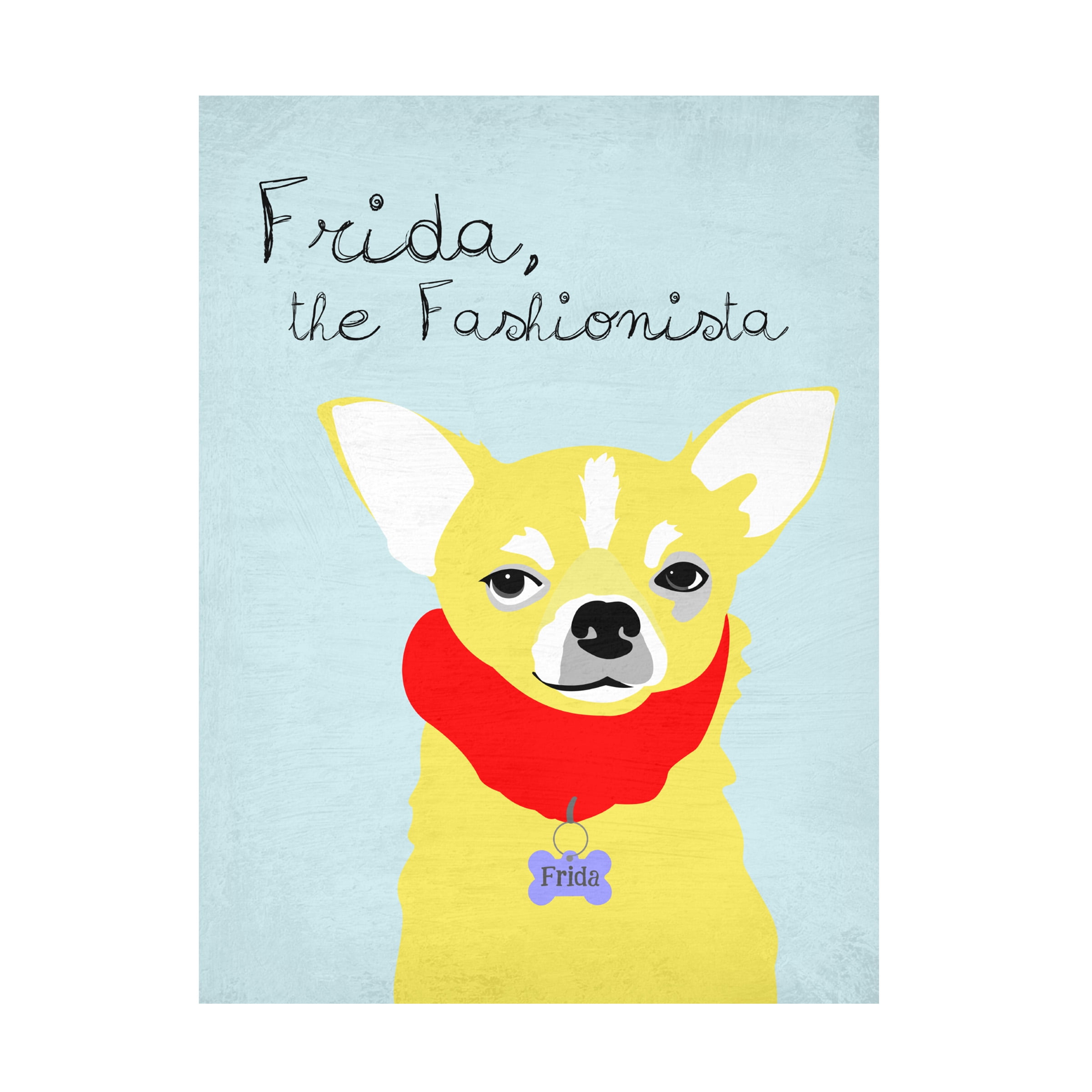 Frida the Fashionista Chihuahua Yellow and Red Canvas Art