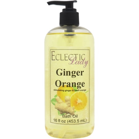 Ginger Orange Bath Oil - Scented Body Oil - Relaxing & Moisturizing Bathing Oil - Fragrance Body Oil For Dry & Rough Sensitive Skin - 16 oz