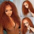 thumbnail image 1 of Ginger Orange Kinky Curly Glueless Soft 180% Density  Synthetic Hair Lace Front Wig | 26 Inch Long Preplucked Baby Hair & Heat Resistant | Glueless Daily Wig for Women), 1 of 4