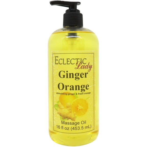 Ginger Orange Massage Oil by Eclectic Lady, 16 oz, Sweet Almond Oil and Jojoba Oil