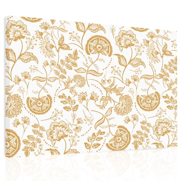 Ginger Pastoral Flowers Canvas Print Wall Art, Farmhouse Pattern Wall Decor Modern Artwork Paintings Pictures for Living Room Framed and Stretched Ready to Hang, 20" x 24"