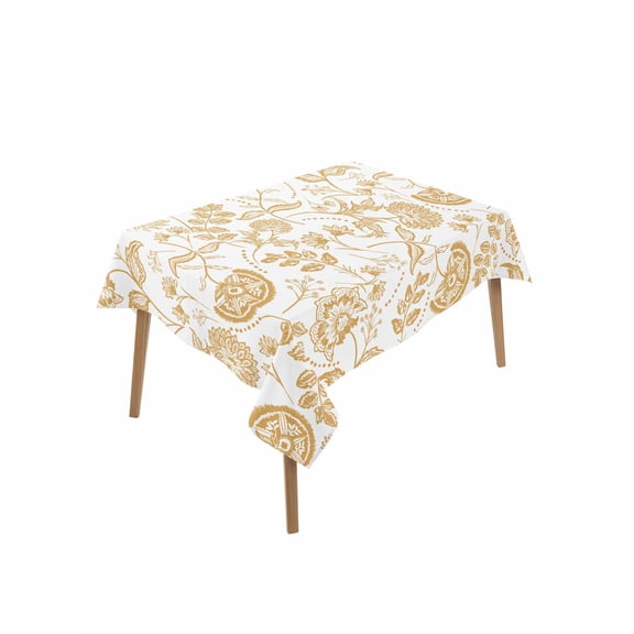 Ginger Pastoral Flowers Table Cloth 60x102 Inch Rectangle, Farmhouse Pattern Waterproof Tablecloth Washable Table Cover for Party Picnic Dinner Decor