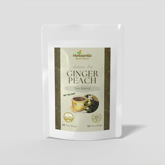 Ginger Peach Black Tea – 20 Tea Bags | Fruity & Spiced Caffeinated Blend | Herbsentia