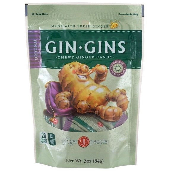 Ginger People Gin Gins Chewy Ginger Candy Original 3 oz Pack of 4