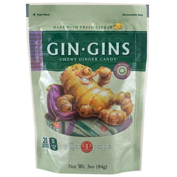 Ginger People Gin Gins Chewy Ginger Candy Original 3 oz Pack of 4