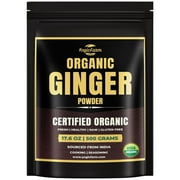 YogicFarm Organic Ginger Powder – Premium Ground Ginger Root | 1.10 LB | Non-GMO, Raw & Gluten-Free | Perfect for Cooking, Tea, & Wellness