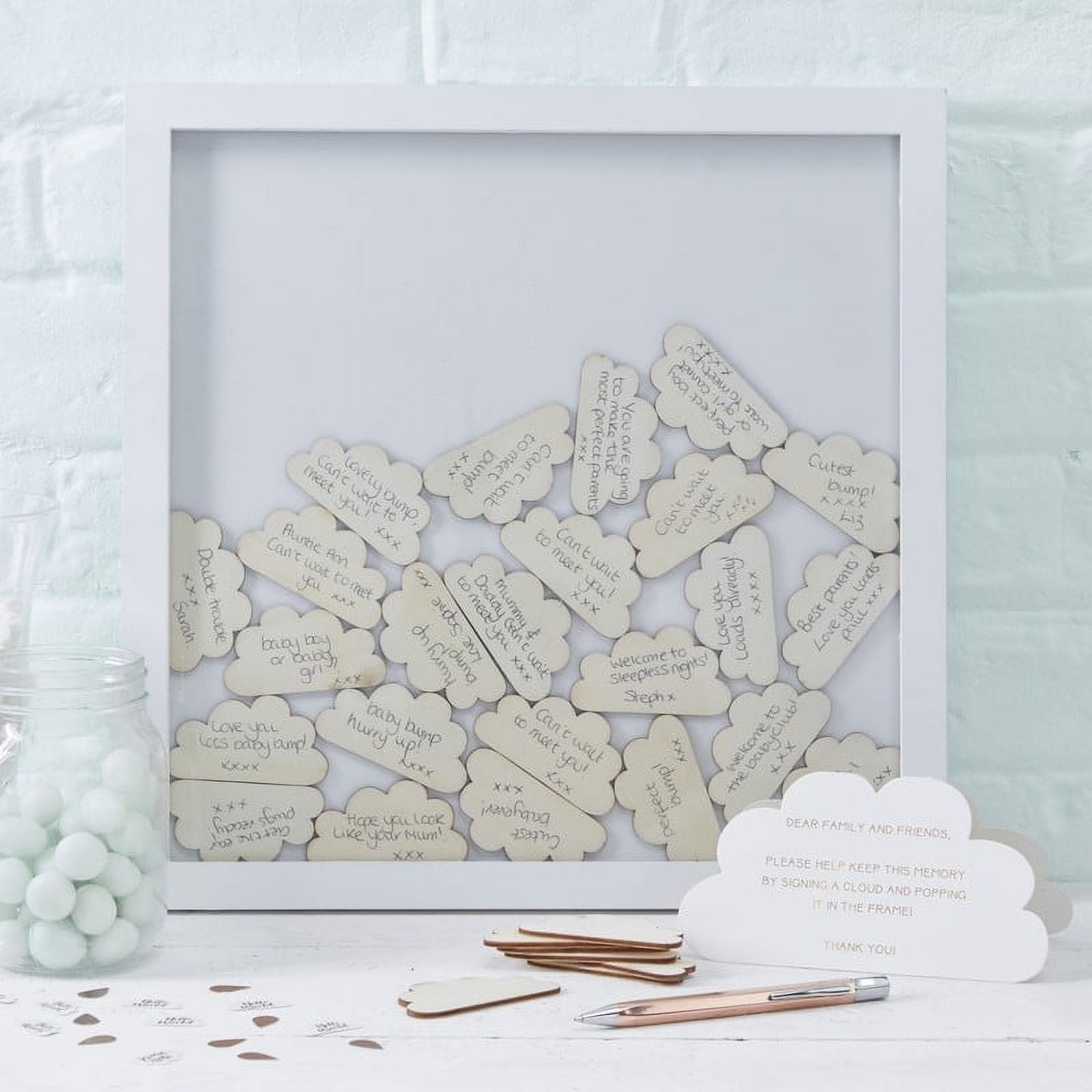 Ginger Ray Baby Shower Cloud Drop Top Frame Guest Book - Hello World