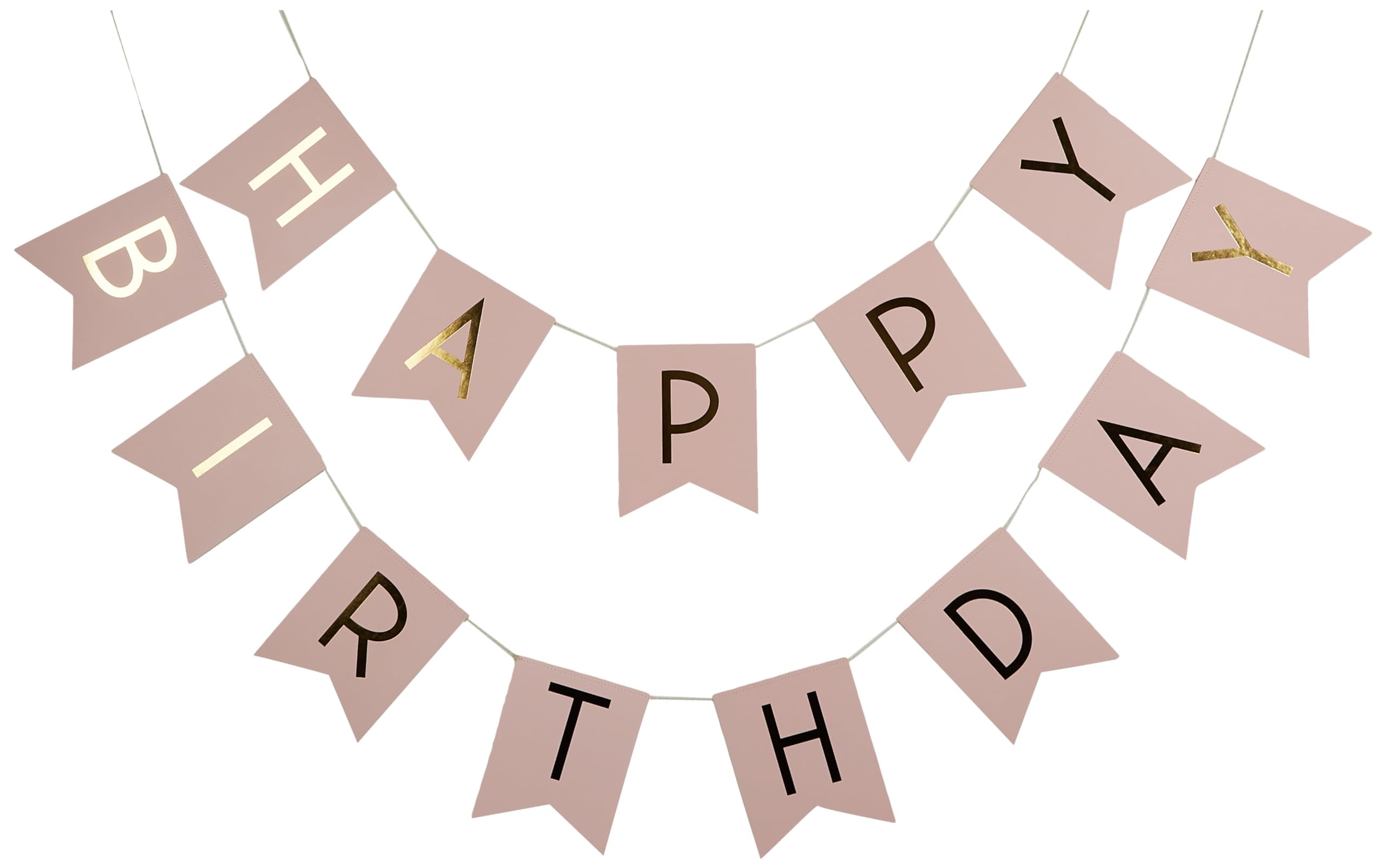 Ginger Ray PastelUMRTPerfection and Gold Foiled Happy Birthday Bunting Banner, Pink, Hanging Bunting Banner