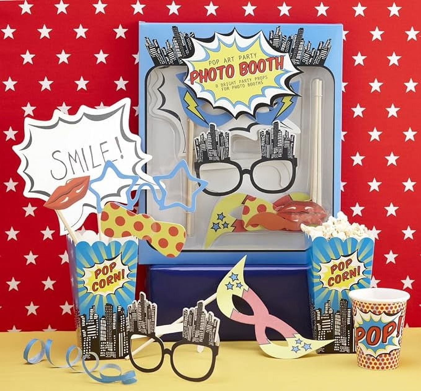 Ginger Ray Photo Booth Props Pop Art Superhero, Party 10 Pack - Walmart.com