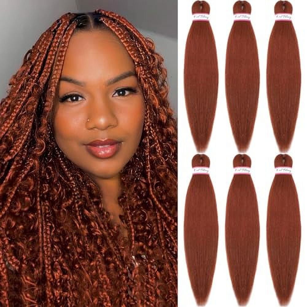 Ginger Red Braiding Hair Pre Stretched for Women 20 Inch 6 Packs Braiding Hair Yaki Texture