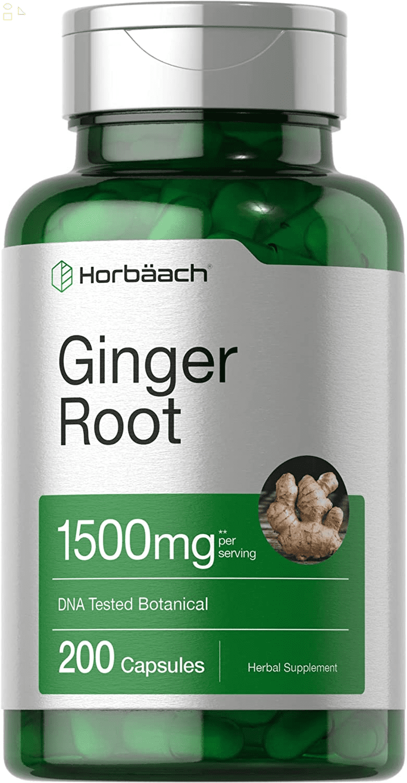 Ginger Root Capsules 1500 Mg 200 Pills DNA Tested, NonGmo, Gluten Free Ginger Root