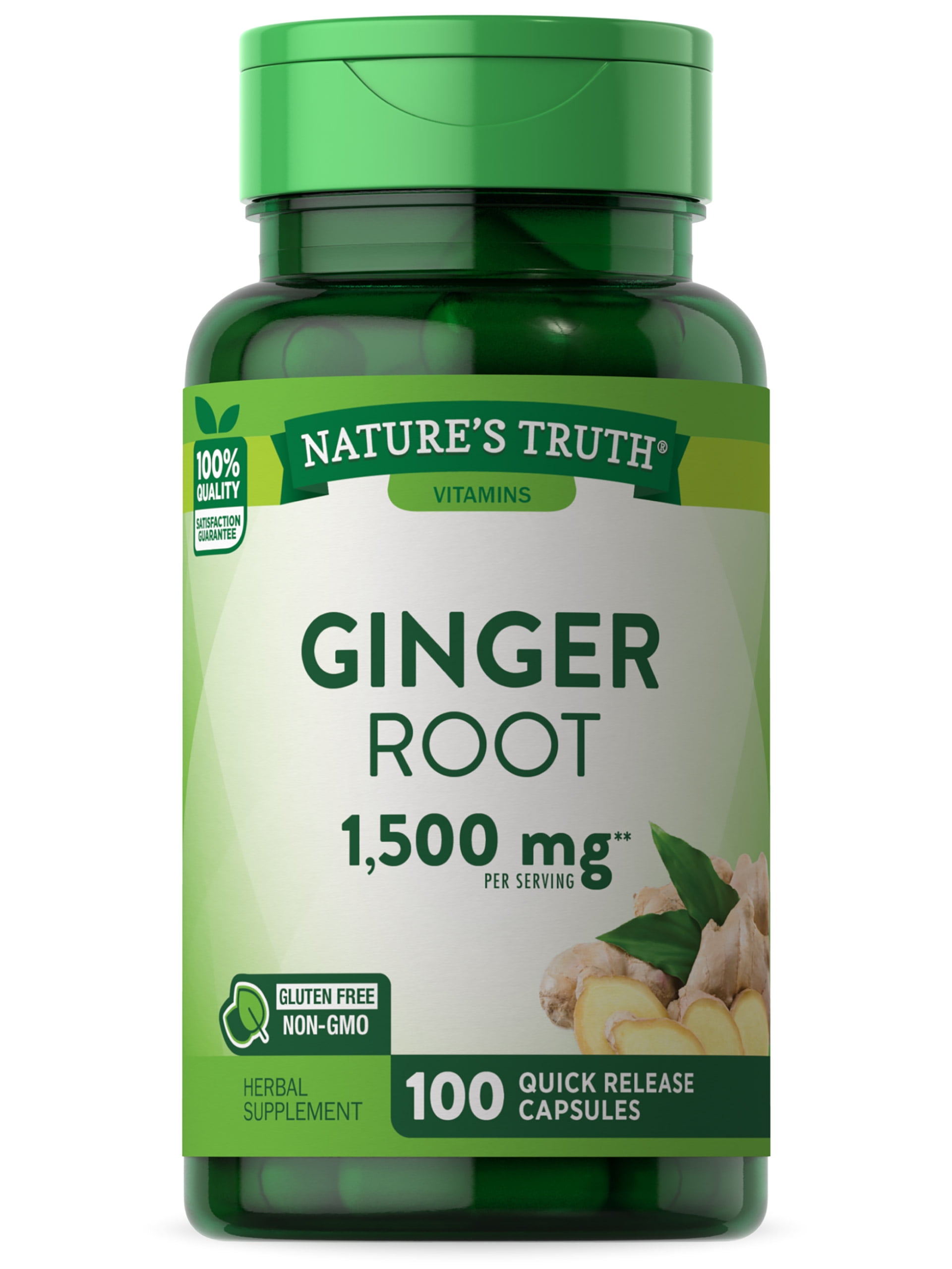 Ginger Root Capsules 1500 mg 100 Count NonGMO, Gluten Free