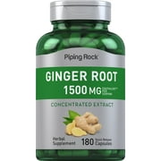 Ginger Root Capsules | 1500 mg | 180 Count | Non-GMO, Gluten Free Supplement | by Piping Rock