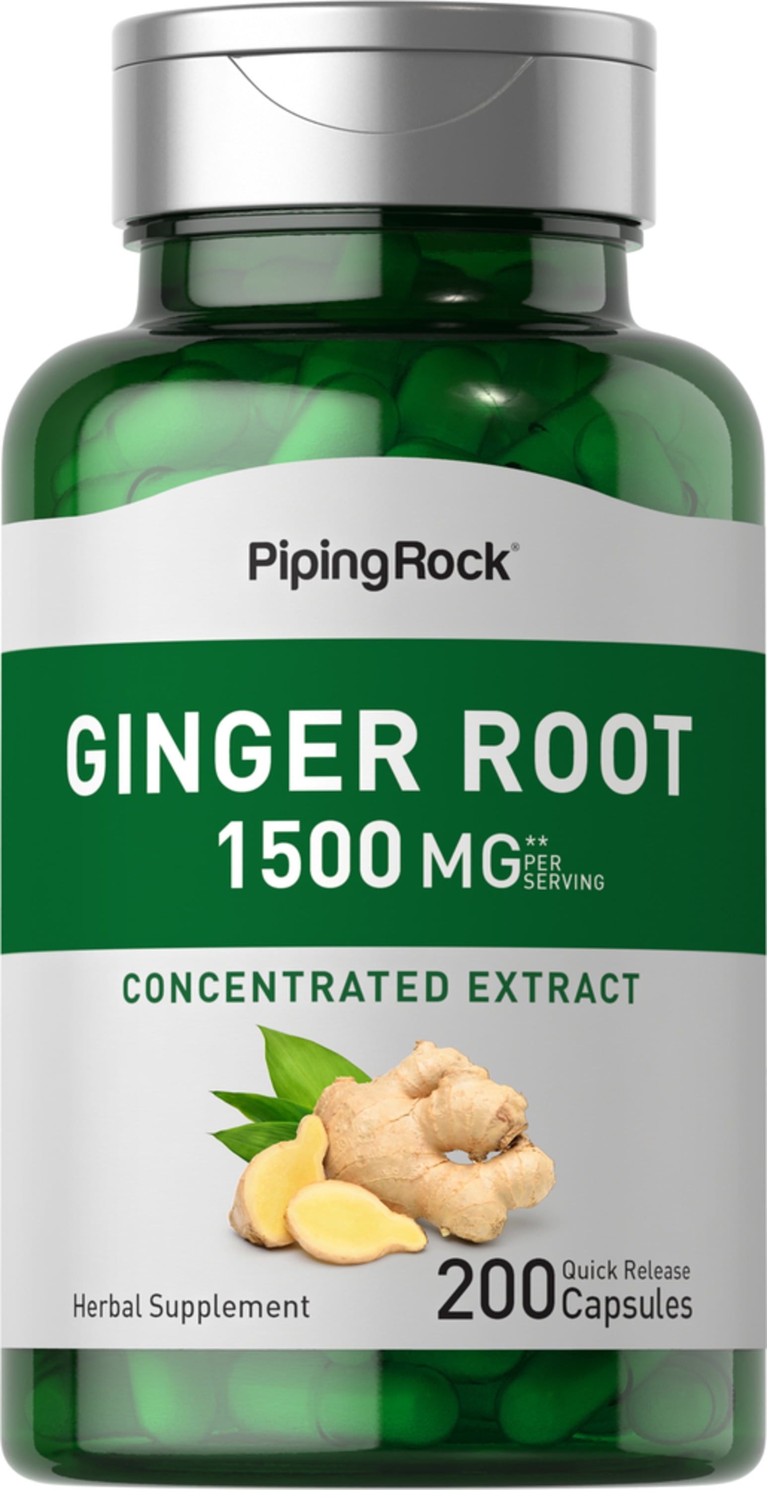 Ginger Root Capsules 1500mg 200 Count Ginger Root Extract