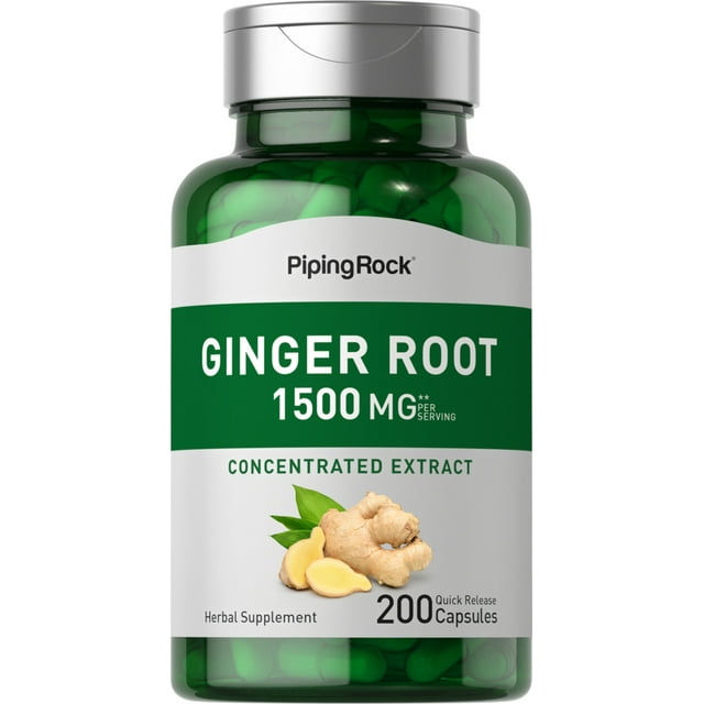 Ginger Root Capsules 1500mg 200 Count Ginger Root Extract