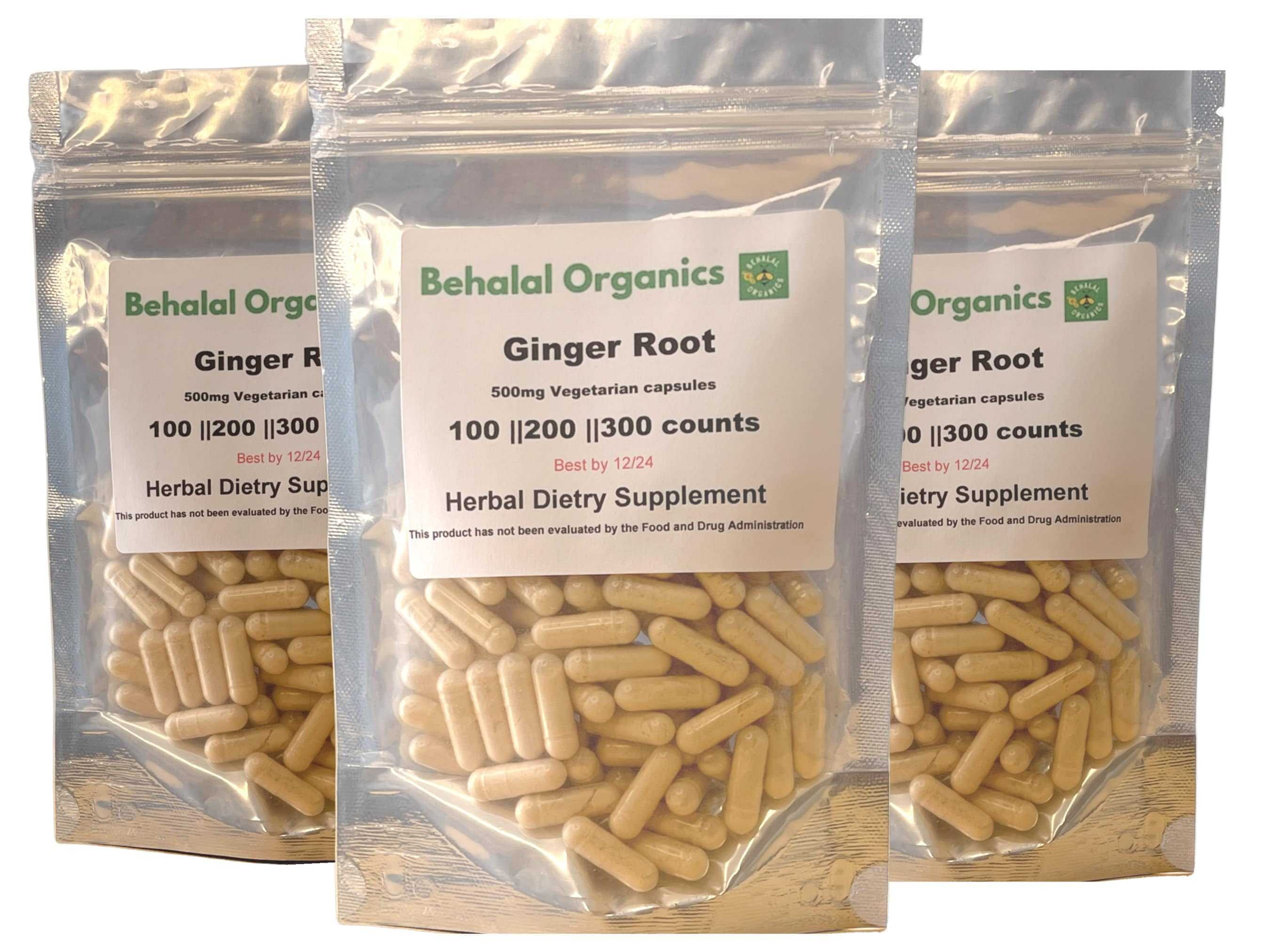 Ginger Root Capsules 500 mg Non-GMO, Gluten Free Ginger Root Extract