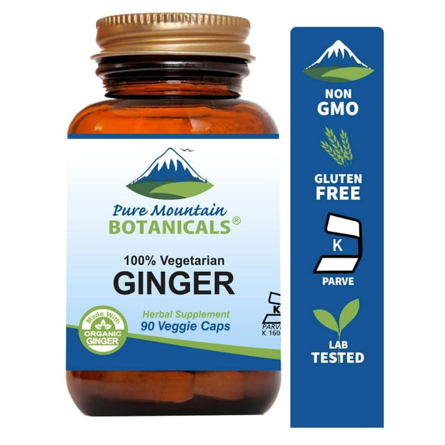Ginger Root Capsules 90 Kosher Vegan Caps with 1000mg Organic Ginger