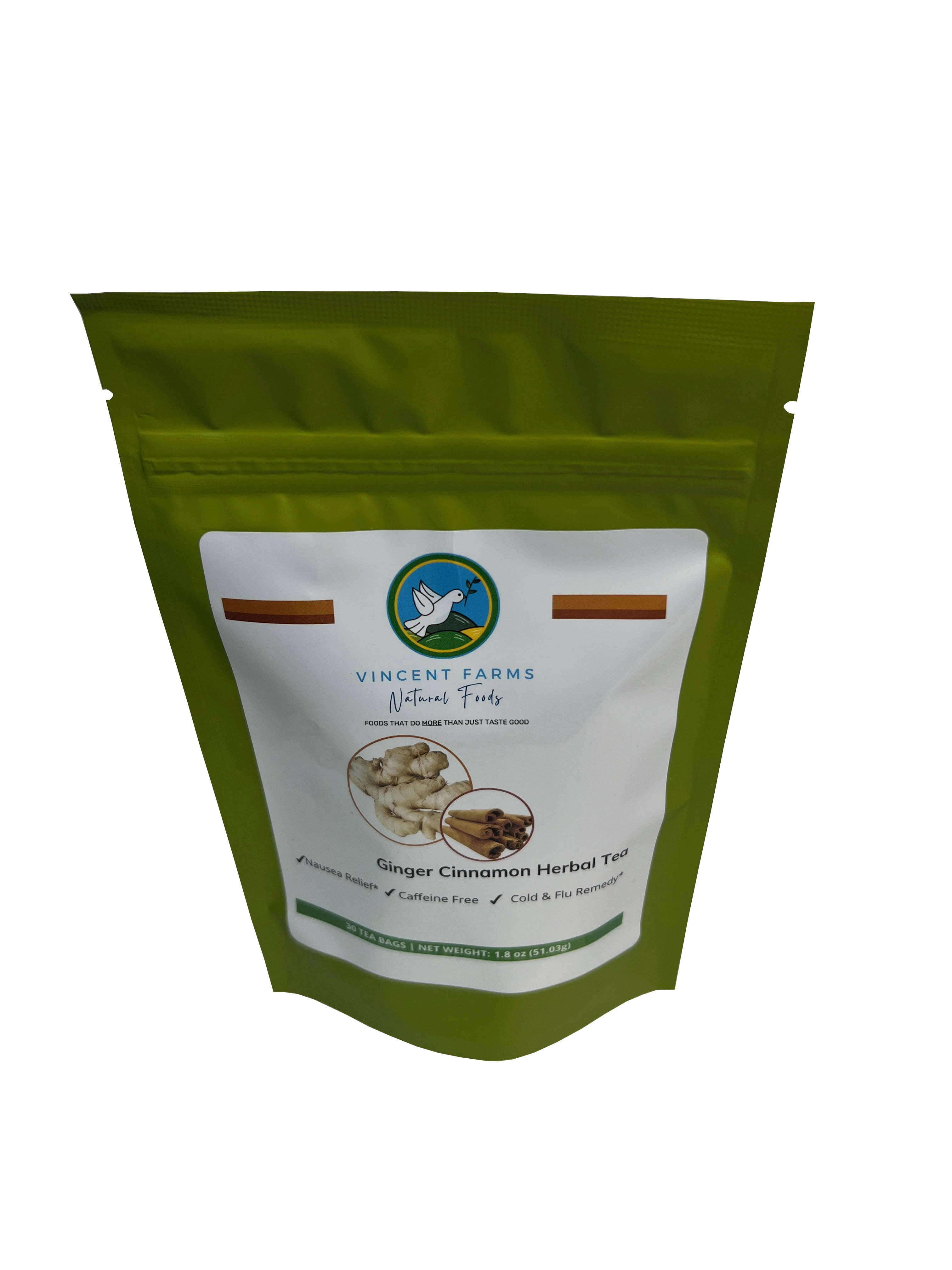 Ginger Root Cinnamon All Natural Herbal Tea, congestion, coughs, fever