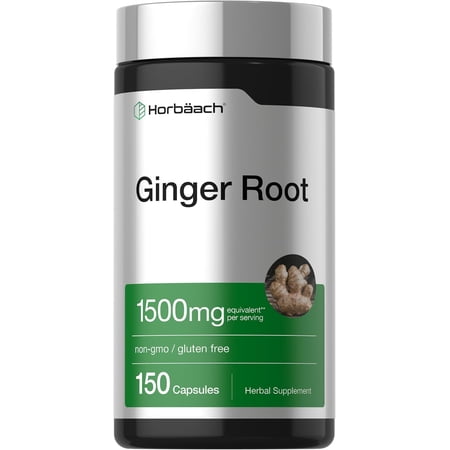 Ginger Root Capsules 1500 mg | 150 Pills for Men and Women | by Horbaach