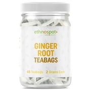 Ginger Root Teabags - Pure Ginger Tea - 100% Natural Tea For Gut Health - Helps Manage Occasional Inflammation - Digestion Aid Tea - 2 Gram Teabags - 48 Vegan Teabags