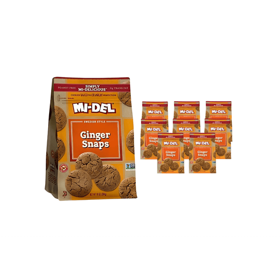 Ginger Snaps - Crunchy Ginger Cookies Made with Real Ginger - Swedish Ginger Snaps Cookies Old Fashioned - Non-GMO Certified, 0g Trans Fat, Healthy Cookies (Pack of 8)