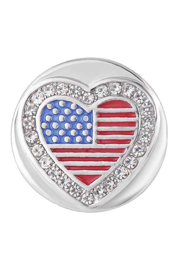 Ginger Snaps Heart USA Charm Accessory | Interchangeable, Customizable & Adjustable Snap Jewelry Collection | Choose Your Own Button Charms for Necklaces, Bracelets & Rings | Standard Size |