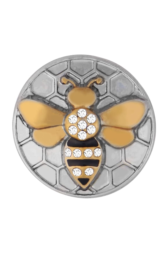 Ginger Snaps Honeycomb Bee - Mixed Metal Charm Accessory | Interchangeable, Customizable & Adjustable Snap Jewelry Collection | Button Charms for Necklaces, Bracelets & Rings | Standard Size | SN20-82