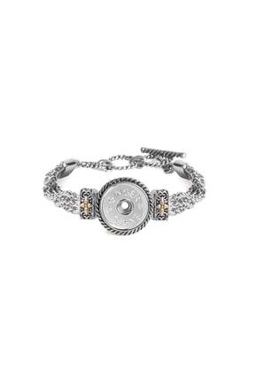 Ginger Snaps Mixed Metal Townsend Bracelet| Adjustable & Customizable Snap Jewelry Collection | Choose Your Own Button Charms for Necklaces & Bracelets | Standard Size | SN96-09
