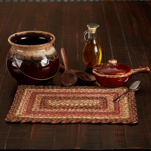 VHC Brands Ginger Spice Table Placemat, Orange Red Natural, Jute Blend, Rectangle, 10x15 Inches