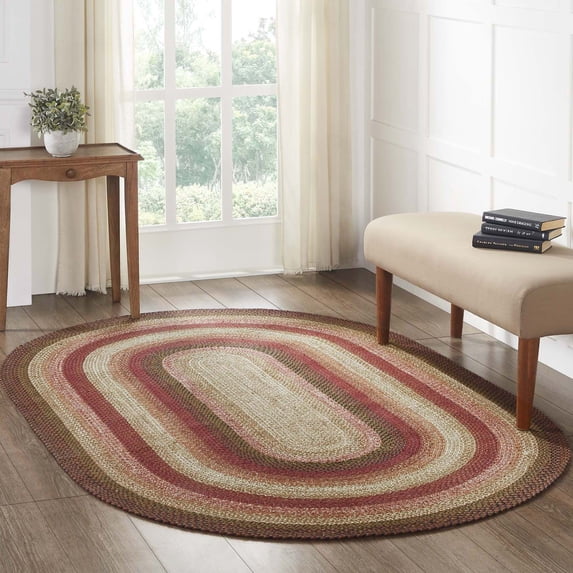 VHC Brands Ginger Spice Rug with PVC Pad, Jute Blend, Oval, Orange Red Tan, 60x96 inches