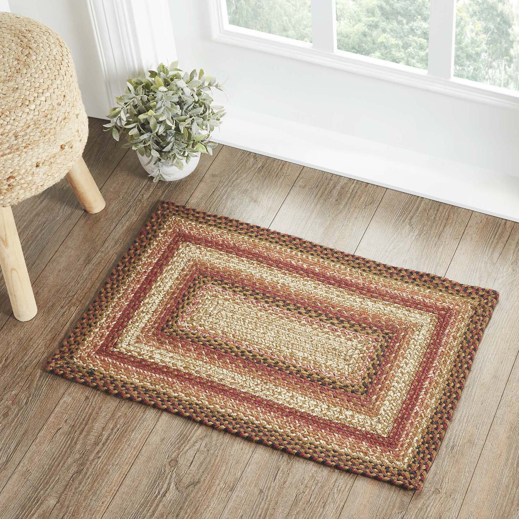 VHC Brands Ginger Spice Rug with PVC Pad, Jute Blend, Rectangle, Orange Red Tan, 20x30 inches