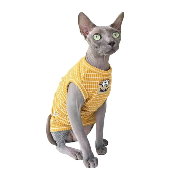 Ginger Stripe Sphynx Cat Vest Clothes for Hairless Cat T-Shirt Apparel