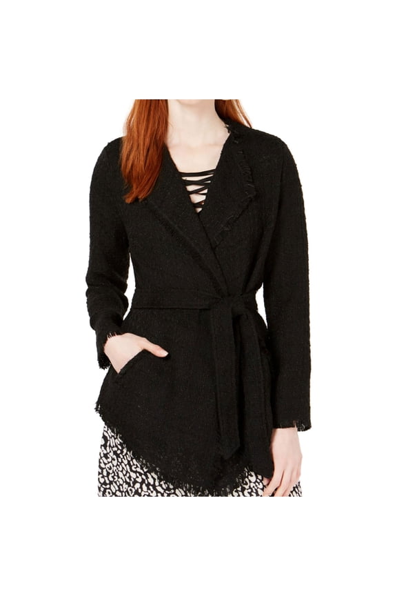 Ginger Womens Lace Boucle Jacket, Black, Medium