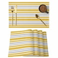 thumbnail image 1 of Ginger Yellow Stripes Placemats Set of 6 Modern Minimalist Horizontal Lines Place Mats Indoor Wipeable Table Mats Washable Cloth Dining Table Placemats for Kitchen Holiday Party Home Decor 13x19 Inch, 1 of 9