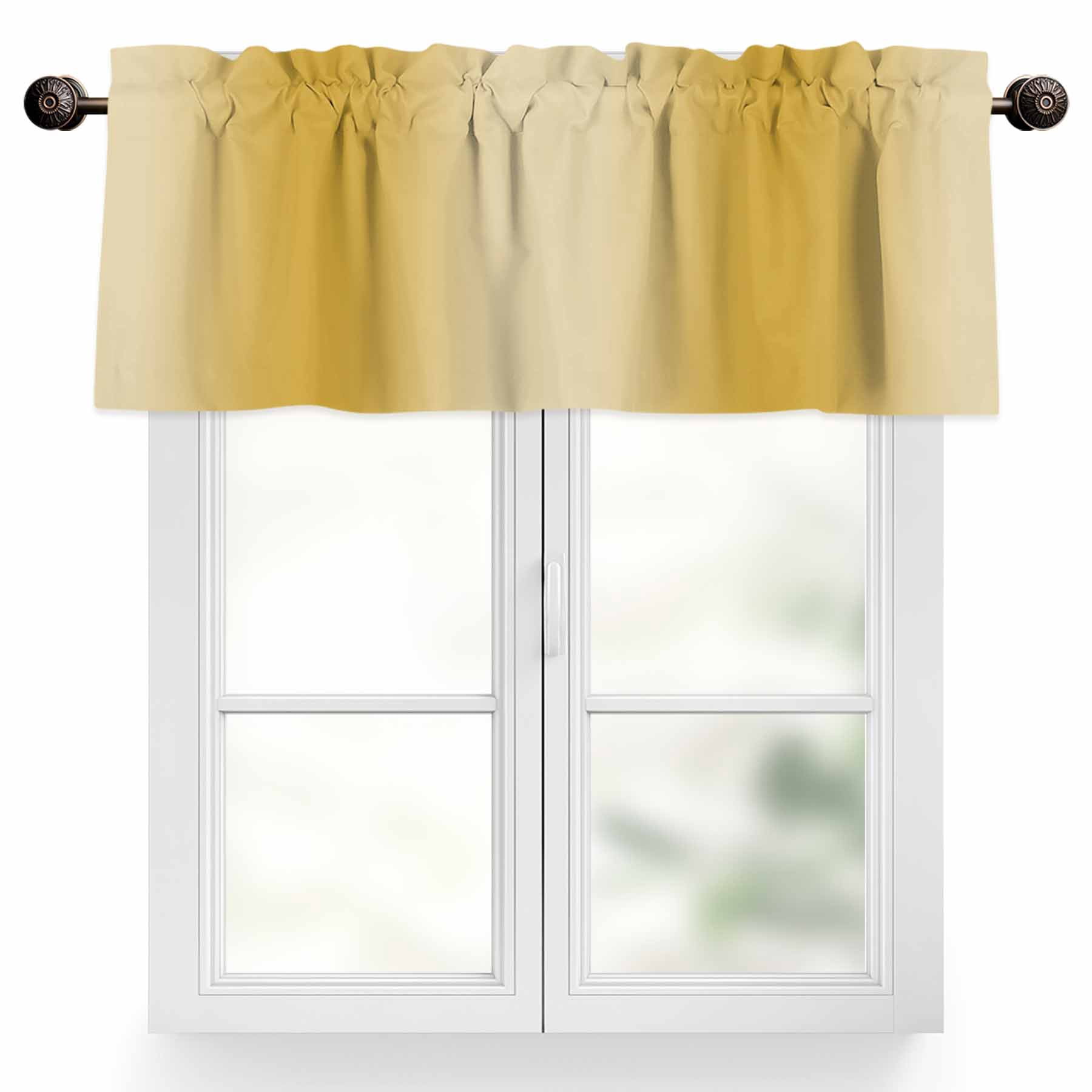 Ginger Yellow Valances for Windows, 54 x 18in, Gradient Ombre Rod ...