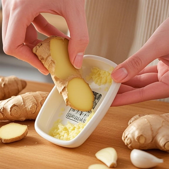Ginger and Garlic Grater Paste Maker Manual Kitchen Grinder for Juices and Paste to Clean White Compact 9.8x6.8cm