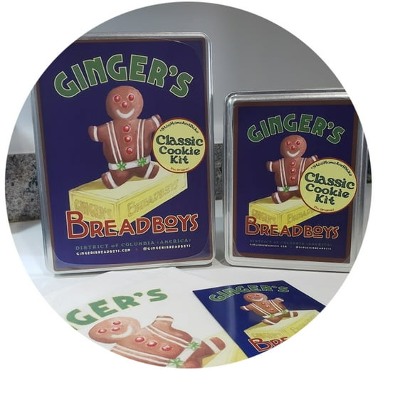 Ginger's Breadboys Classic Gingerbread Cookie Kit, Large Tin, Bake at Home, 39 Large (5-inch) Gingerbread Boy Cookies