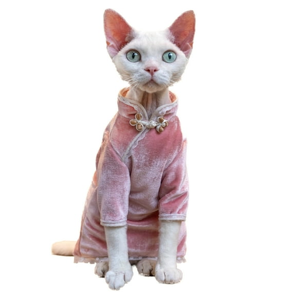 Gingerain Hairless Cat German Cat Clothes Pink retro cheongsam Soft Skin-Friendly