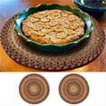 thumbnail image 1 of Gingerbread 15" Round Brown Jute Placemat (Set of 2) Farmhouse Table Decor Trivets for Kitchen and Dining Table Mat, 1 of 6