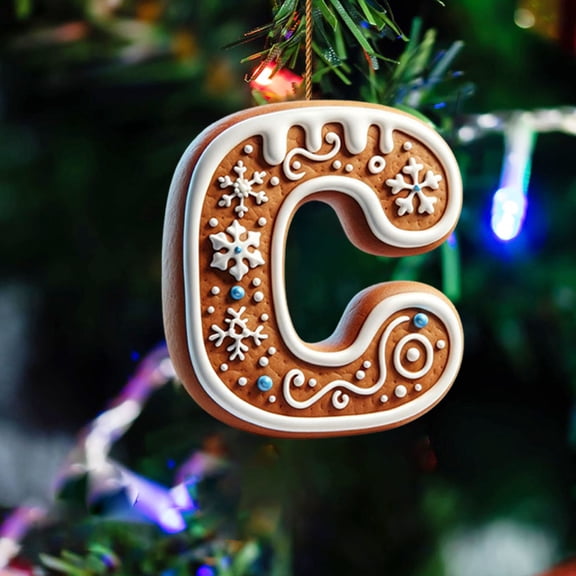 26 Gingerbread Alphabet Letter Ornaments, Christmas A to Z Letters - Xmas Tree Hanging Ornaments for DIY Crafts