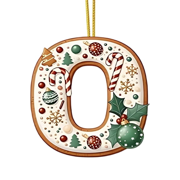 Gingerbread 26 Letter Ornaments for Christmas Tree Creamy Berries Gingerbread Alphabet Monogram Christmas Tree Decorations Hanging Initials Pendant for DIY Crafts Holiday Party