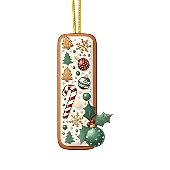 Gingerbread 26 Letter Ornaments for Christmas Tree Creamy Berries Gingerbread Alphabet Monogram Christmas Tree Decorations Hanging Initials Pendant for DIY Crafts Holiday Party