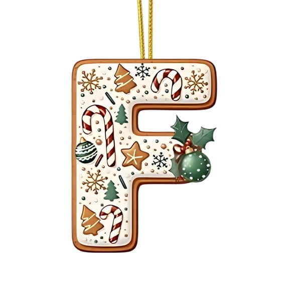 Gingerbread 26 Letter Ornaments for Christmas Tree Creamy Berries Gingerbread Alphabet Monogram Christmas Tree Decorations Hanging Initials Pendant for DIY Crafts Holiday Party