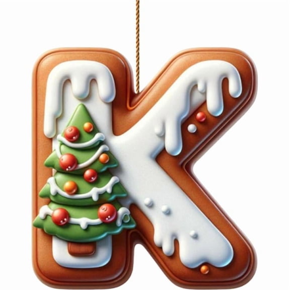 Gingerbread Alphabet Ornaments, Set of 26 A-Z Christmas Letter Decorations for Xmas Tree, Initial Hanging Ornaments for DIY Crafts, Holiday Decor